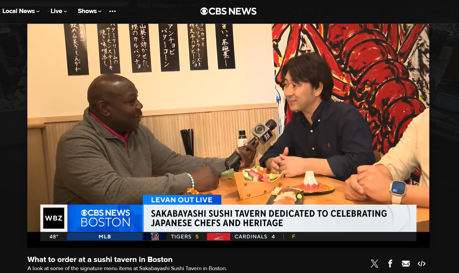 Levan Reid of CBS Boston at Sakabayashi Sushi Tavern