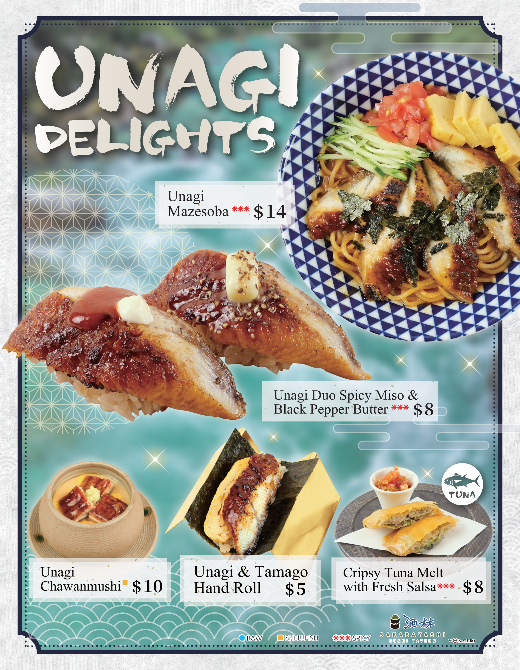 Unagi Delights Menu Special starting June 15 - July 7.